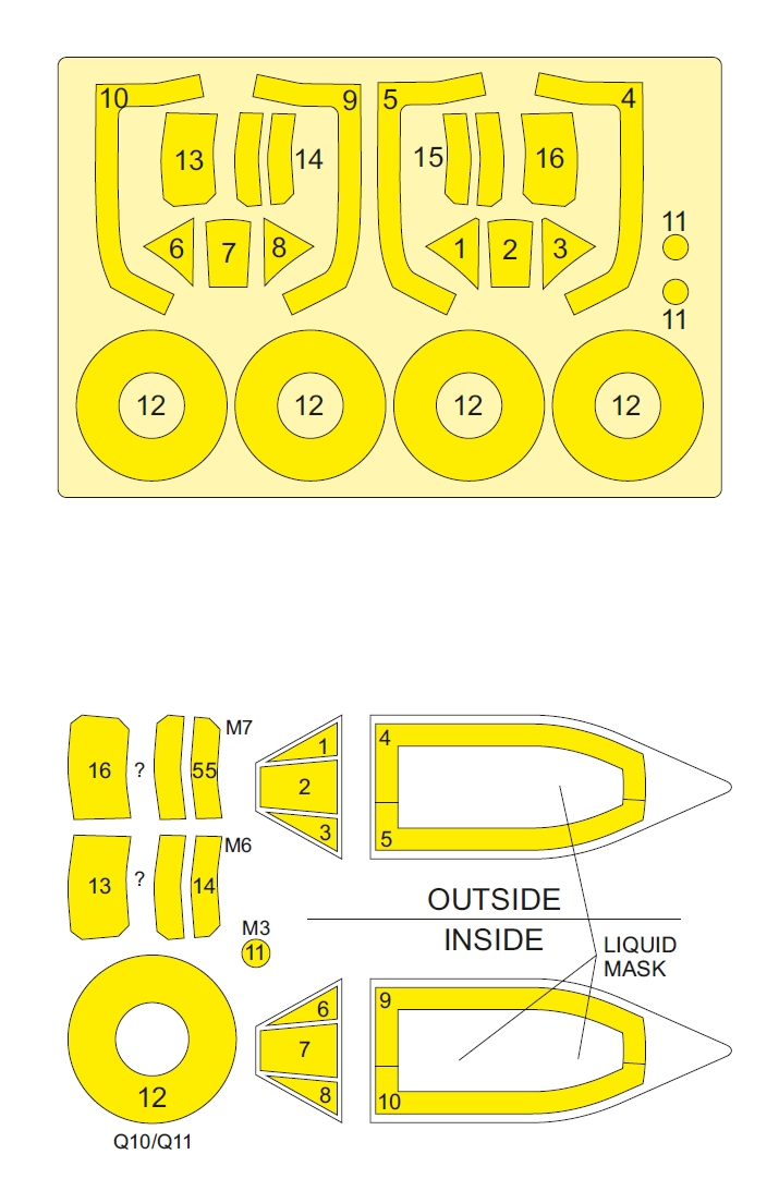 54093 1/48 Hawker Typhoon Mk.I Tear Drop Canopy mask (for Hasegawa / Hobby 2000)