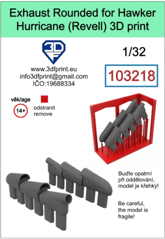 103218 1/32 Exhaust for Hurricane Mk.II Rounded