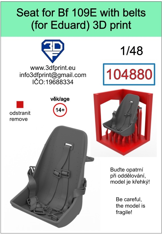 104880 1/48 Seat for Bf 109E (Eduard) with belts