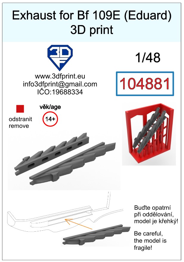 104881 1/48 Exhaust for Bf 109E (Eduard)
