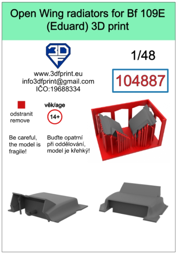 104887 1/48 Open Wing radiators for Bf 109E (Eduard)