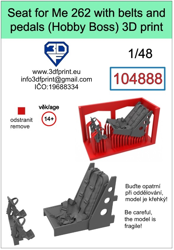 104888 1/48 Seat for Me 262 with belts and pedals (Hobby Boss)