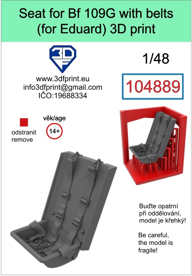 104889 1/48 Seat for Bf 109G with belts (Eduard)