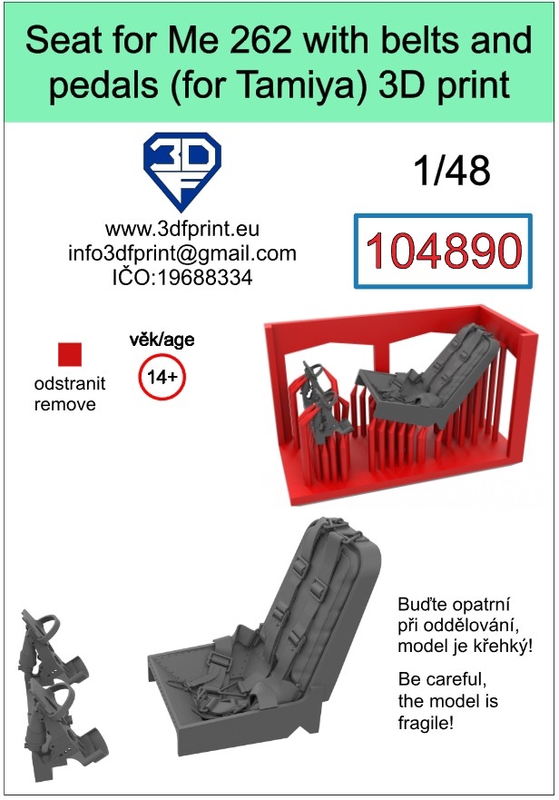 104890 1/48 Seat for Me 262 with belts and pedals (Tamiya)