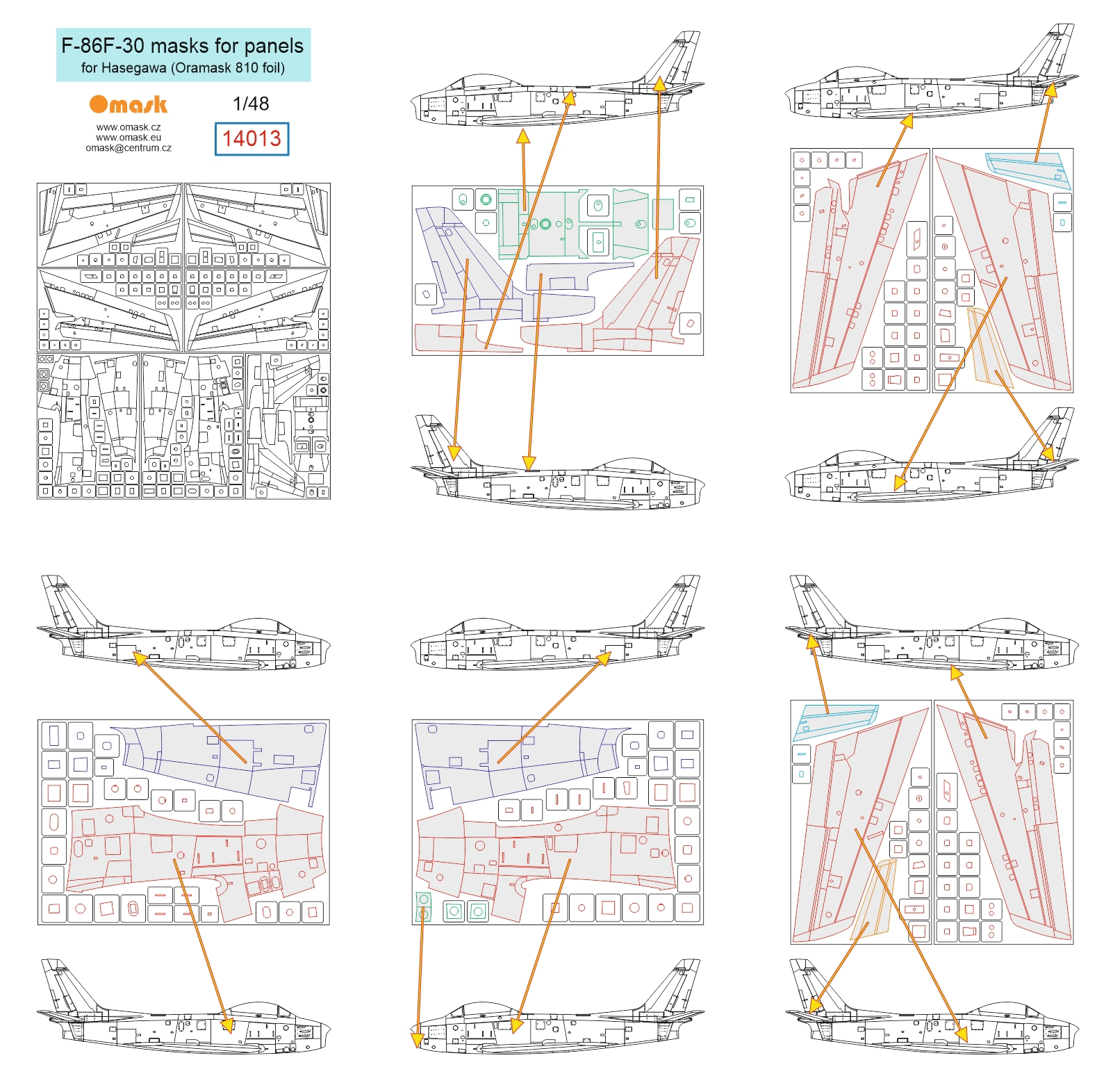 14013 1/48 F-86F-30 masks for panels (Hasegawa)