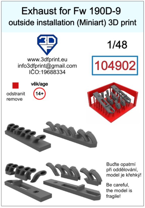 104902 1/48 Exhaust for Fw 190D-9 (Miniart) outside instalation 