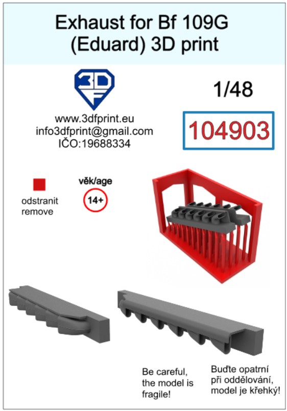 104903 1/48 exhaust for Bf 109G (Eduard)