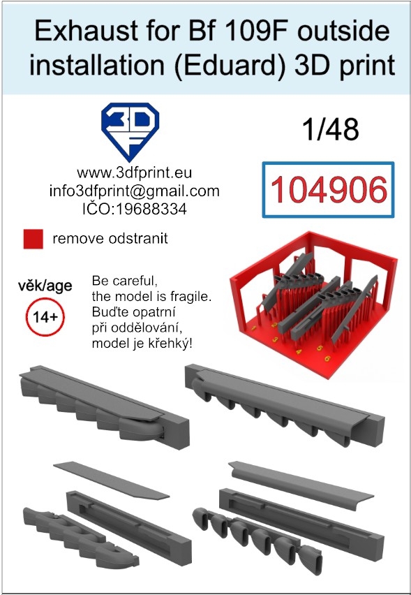 104906 1/48 exhaust for Bf 109F (Eduard) outside installation