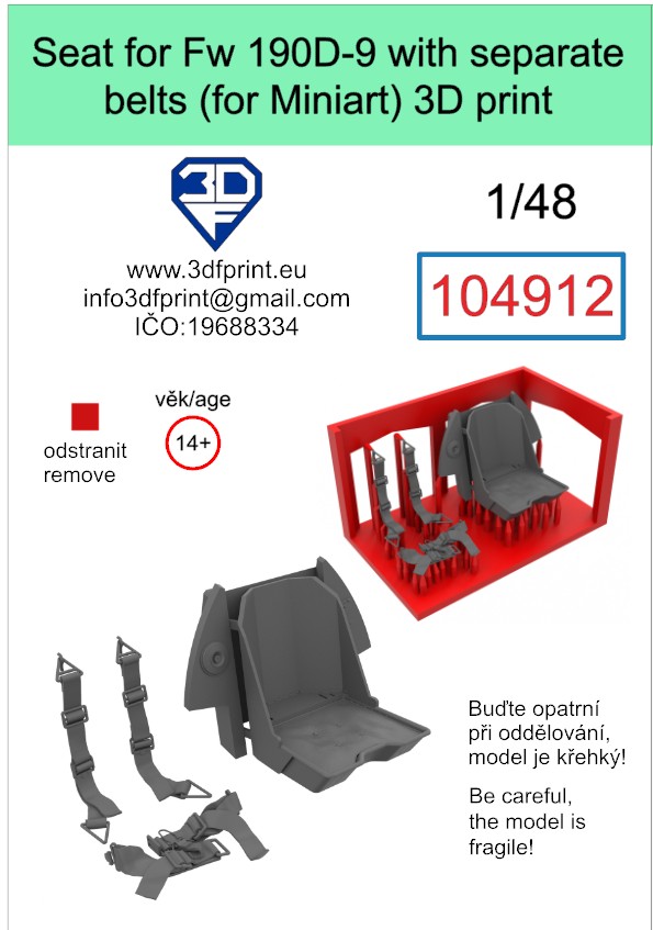 104912 1/48 Seat for Fw 190D-9 with separate belts (Miniart)