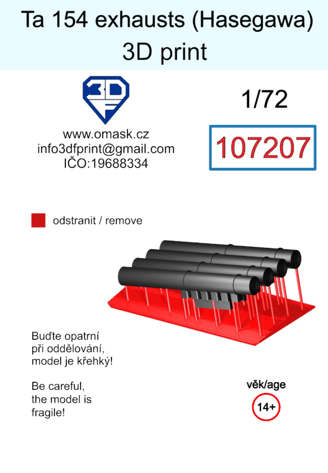 107207 1/72 Ta 154 exhausts (Hasegawa) 3D print