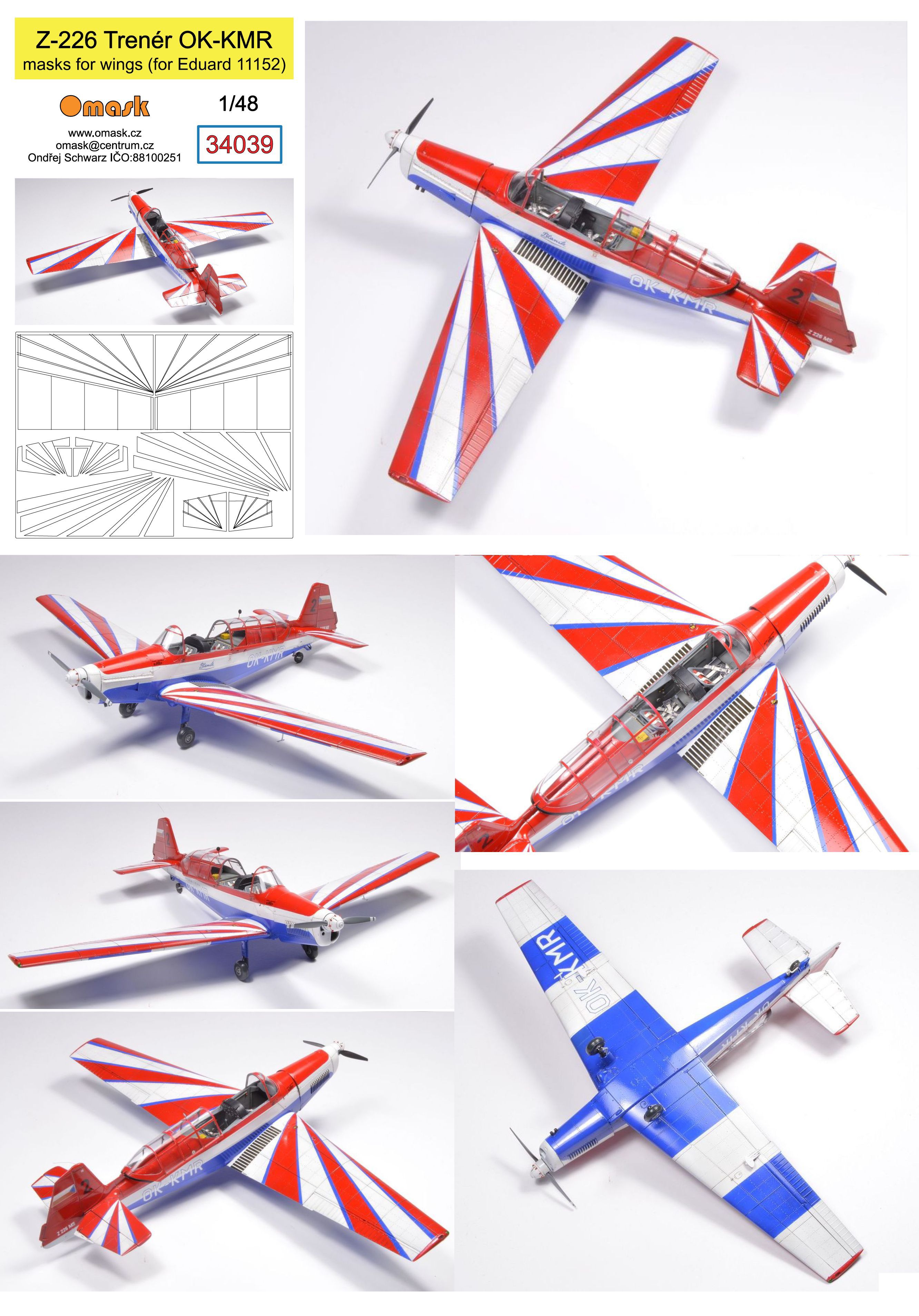 34039 1/48 Z-226 Trenér OK-KMR masks for wings (Eduard 11143)