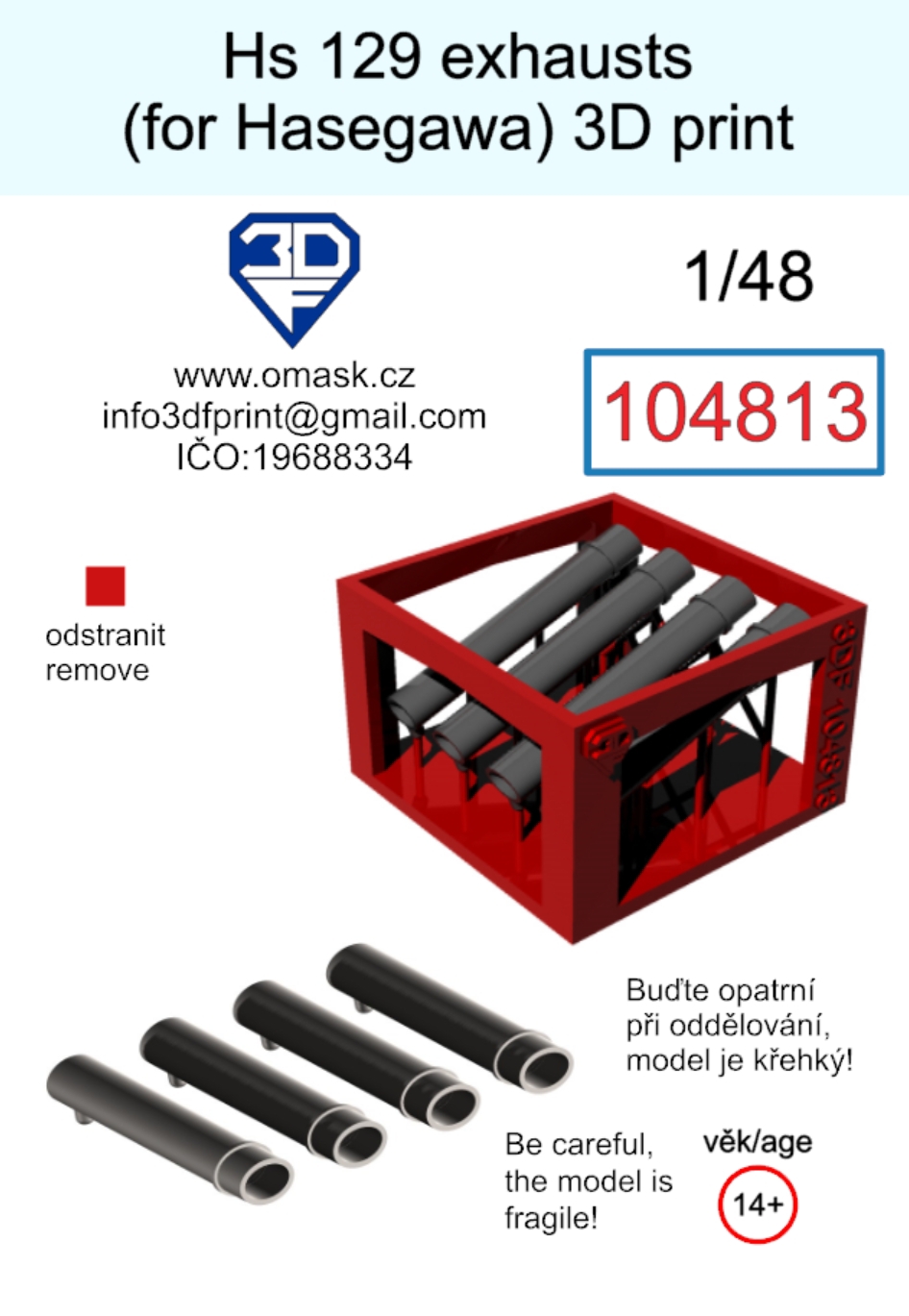 104813 1/48  Hs 129 Exhausts (for Hasegawa/Hobby 2000) 3D print