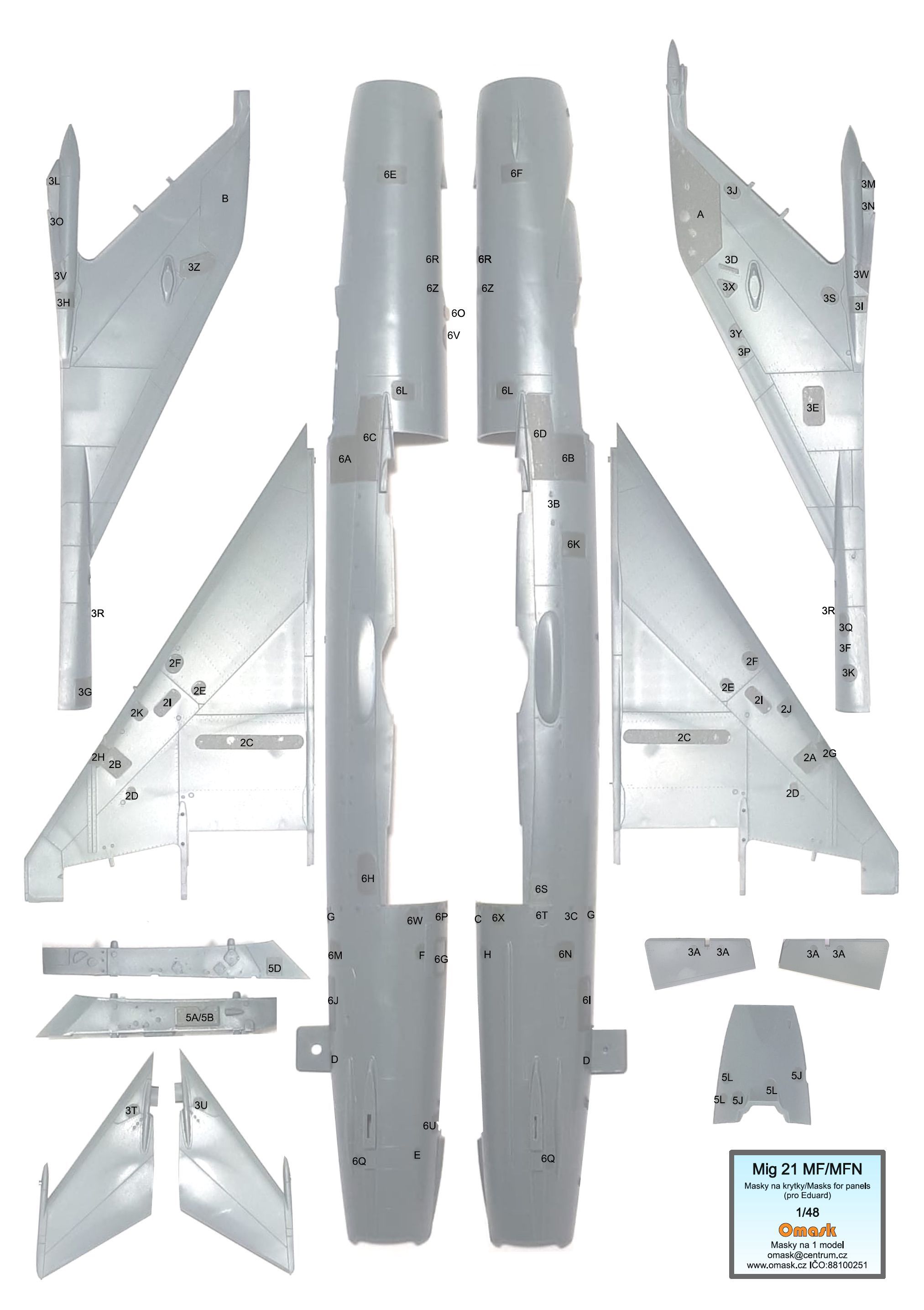14010 1/48 Mig-21MF/MFN masks for panels (for Eduard)
