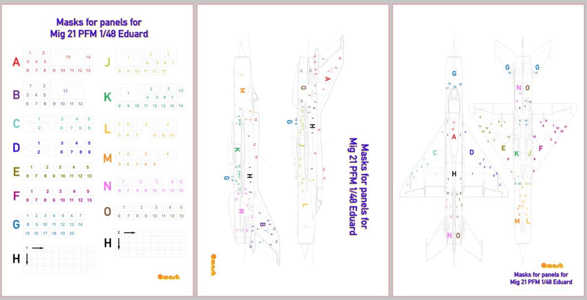 14011 1/48 Mig-21 PFM masks for panels (Eduard)