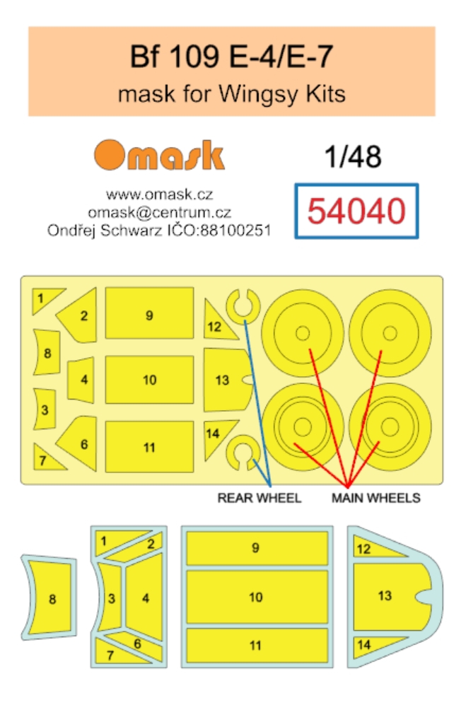 54040 1/48 Bf 109 E-4 / E-7 mask (for Wingsy Kits)