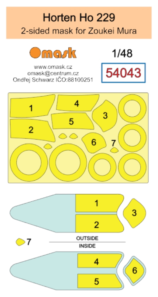 54043 1/48 Horten Ho 229 double-sided mask (for Zoukei Mura)
