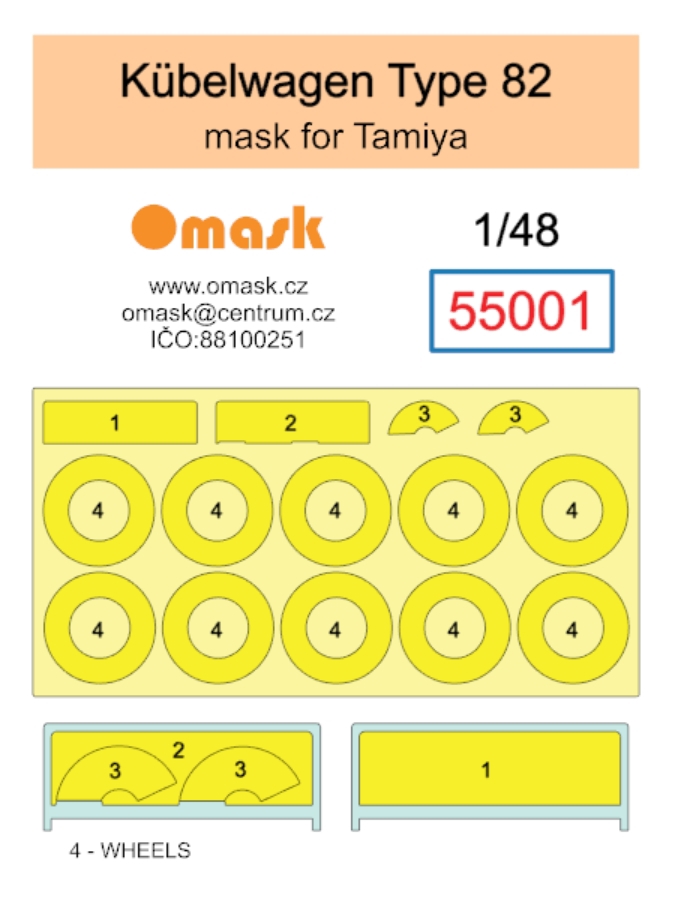 55001 1/48 Kübelwagen Type 82 mask (for Tamiya)