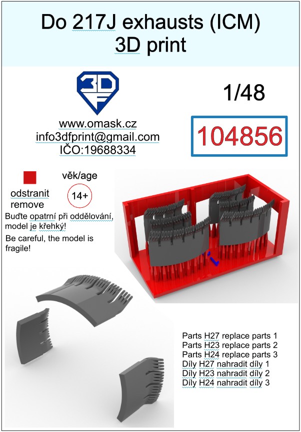 104856 1/48 Do 217 J exhausts (ICM)