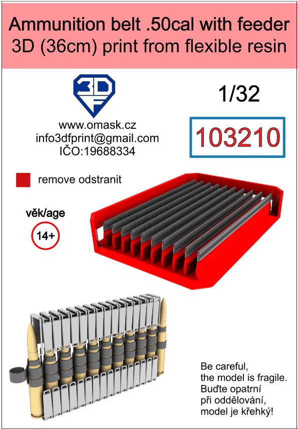 103210 1/32 Ammunition belt .50cal with feeder