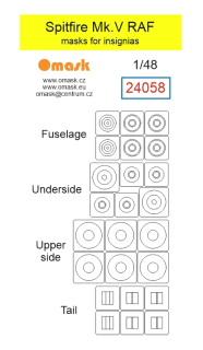 24058 1/48 Spitfire Mk.V RAF masks for insignias