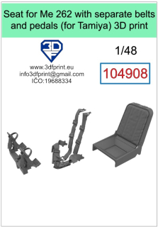 104908 1/48 Seat for Me 262 with separate belts and pedals (Tamiya)