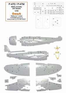 17004 1/72 P-47D / P-47M masks for panels (for Tamiya)