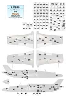 14008 1/48 L-29 Delfín masks for panels (for AMK/Eduard)