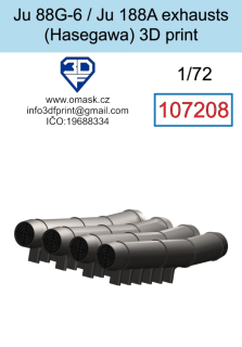 107208 1/72 Ju 88G-6 / Ju 188A exhausts (Hasegawa) 3D print