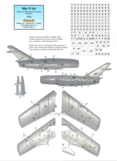 17008 1/72 Mig-15 bis masks for panels (for Eduard)