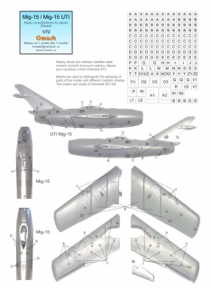 17009 1/72 Mig-15 / Mig-15 UTI masks for panels (for Eduard)