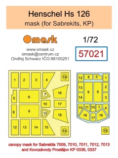 57021 1/72 Henschel Hs 126 mask (for Sabrekits, KP)