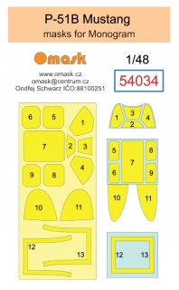 54034 1/48 P-51B Mustang mask (for Monogram)