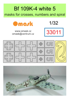 33011 1/32 Bf 109K-4 white 5 (masks for crosses, numbers and spiral)